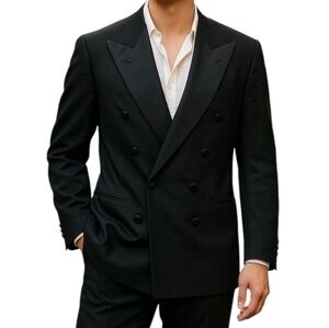 Givenchy Vintage Double Breasted Tuxedo Blazer in Black Wool Size 43 Short